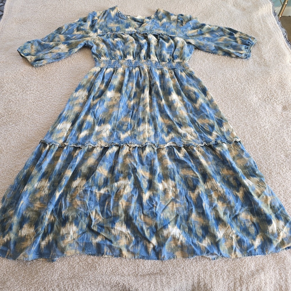 Nuture By Westbound Boho-chic Peasant Dress Tiered Maxi Abstract Print Sz XL
